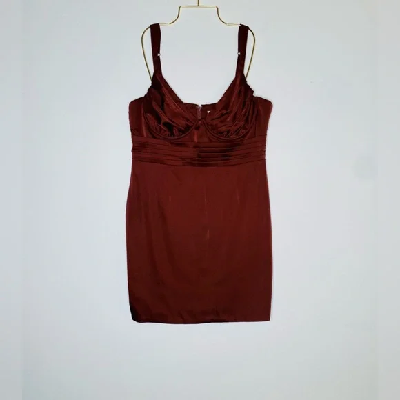 Oh Polly - Mini Dress - Modern Love - Brown - New with Tag - 10 US - Cup Pleated - Picture 6 of 9